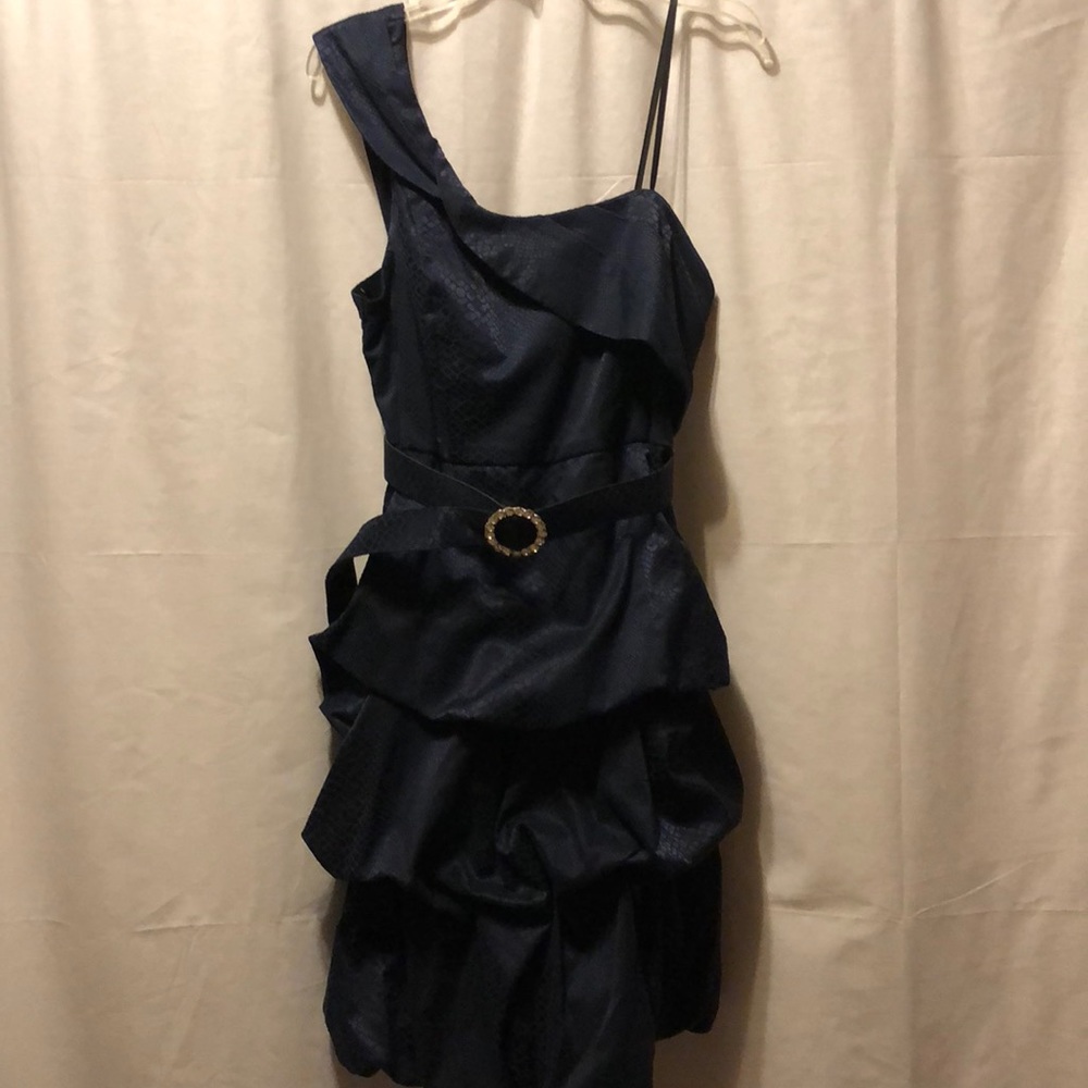 Blue one shoulder dress